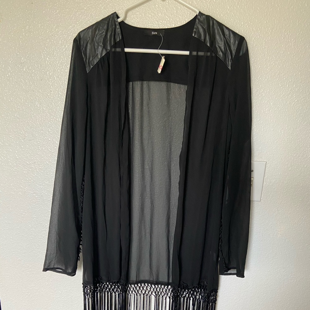 🔮 Black Sheer Fringe Kimono 🔮